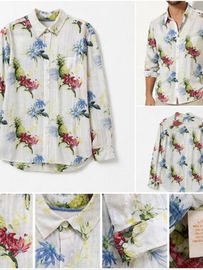Tommy Bahama, Relax, Men's L, Button-Up, Long Sleeve, Linen Blend, Preowned